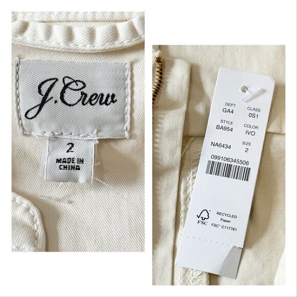 New with tag, J.Crew Puff-sleeve chino jumpsuit, Ivory, Size 2 - Picture 13 of 16